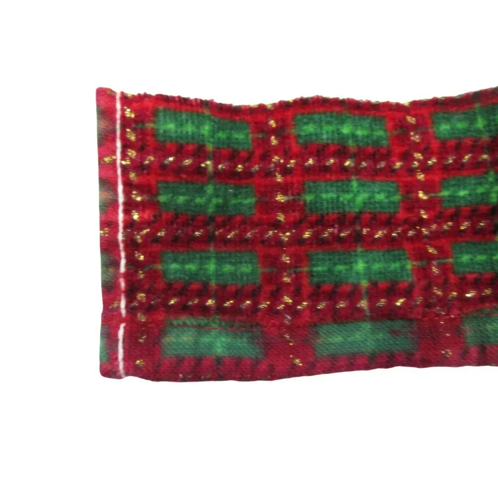 Lenox Holiday Christmas Towel Set Embroidered Holly Tartan Trim EUC